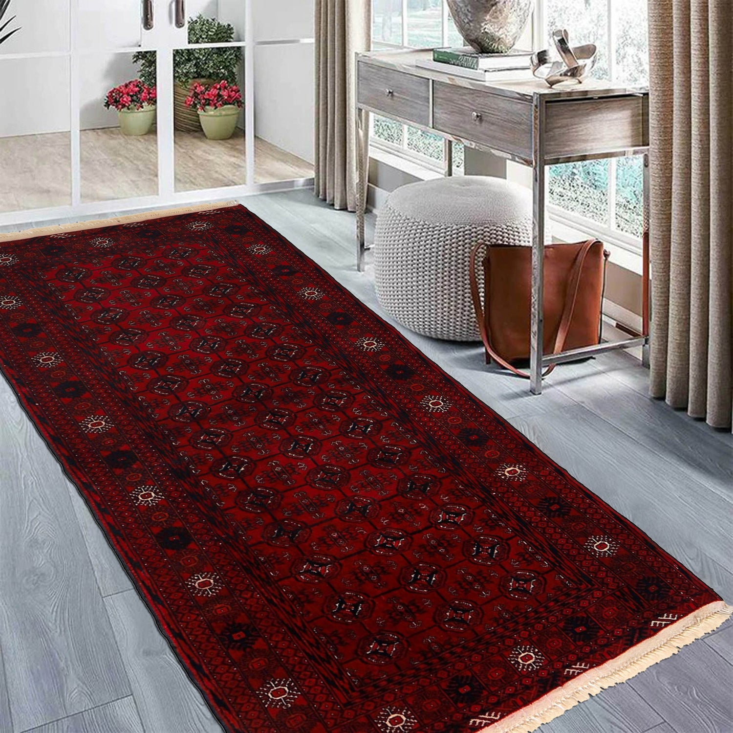 Bokhara Rug Handmade Vibrant Red Medallion 6' Runner