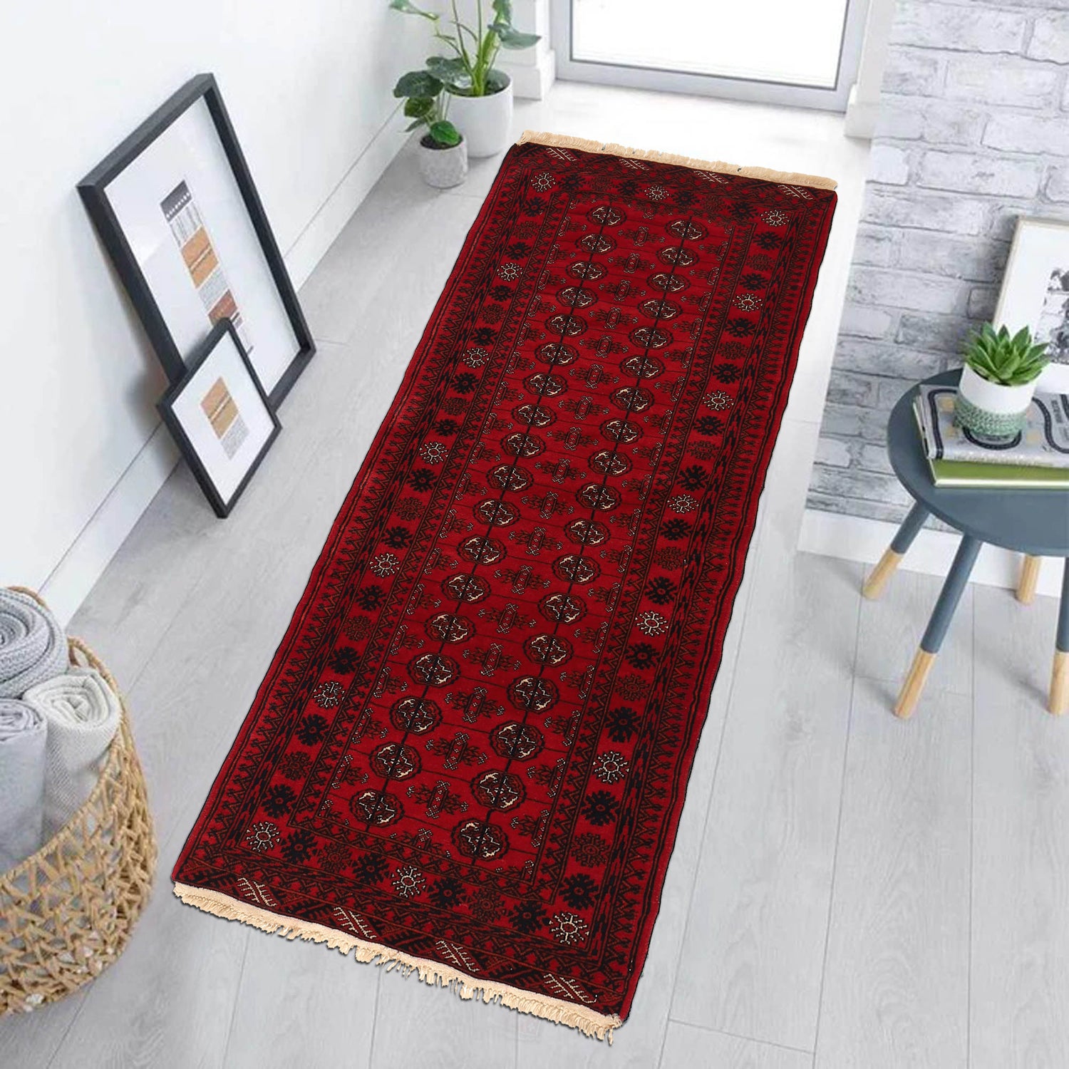 Bokhara Rug Handmade Vibrant Red Medallion 6' Runner