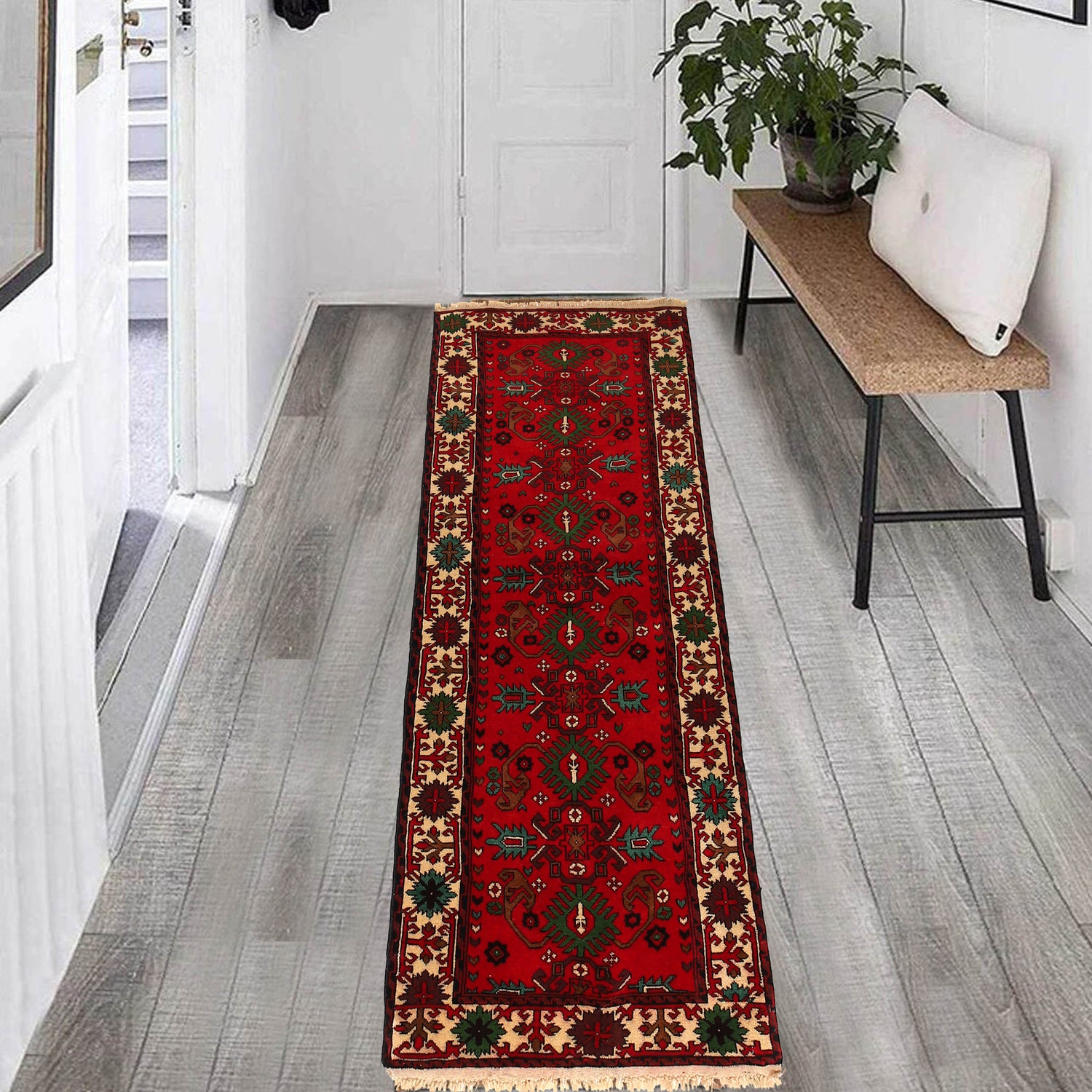 Bokhara Rug Handmade Vibrant Red Medallion 6' Runner
