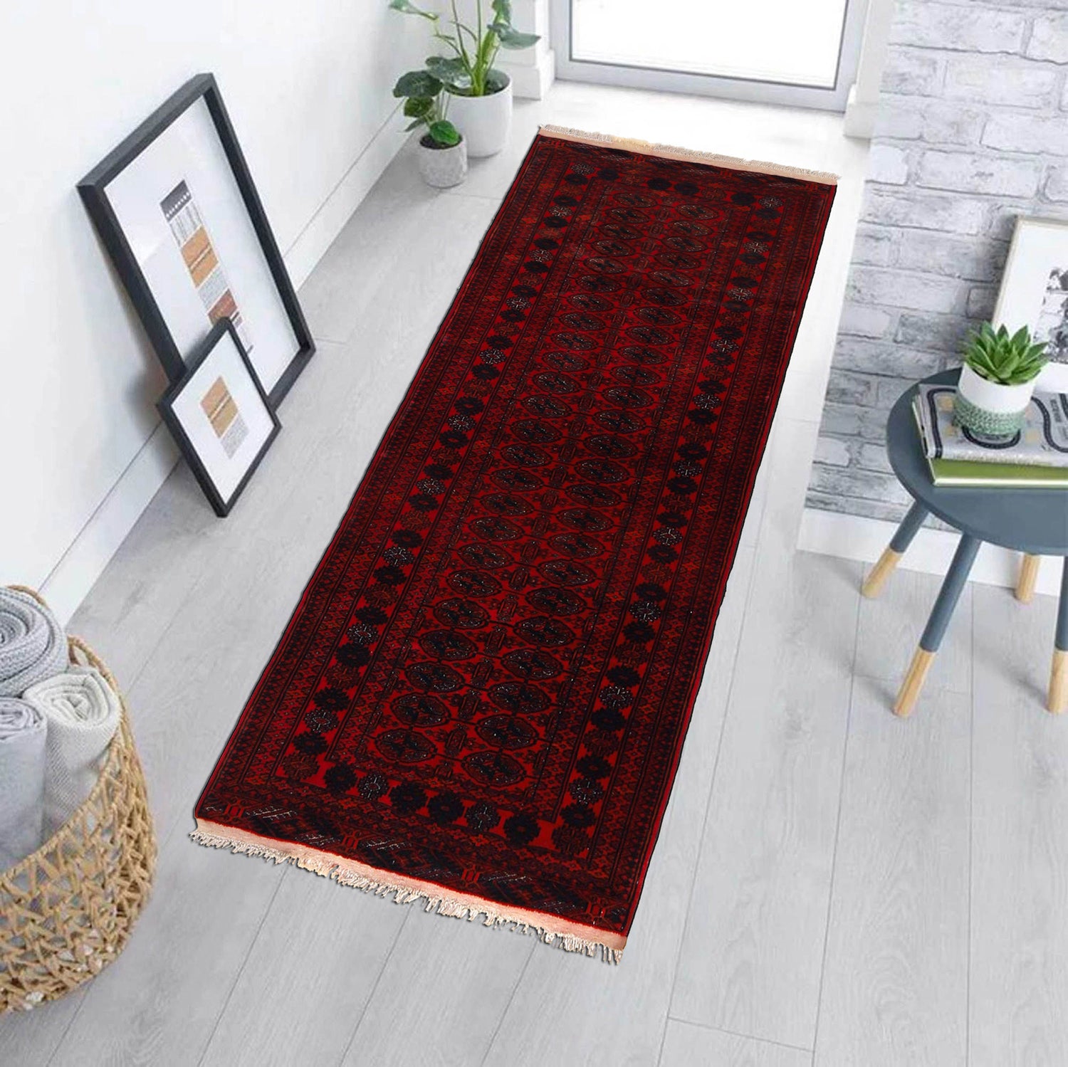 Bokhara Rug Handmade Vibrant Red Medallion 6' Runner
