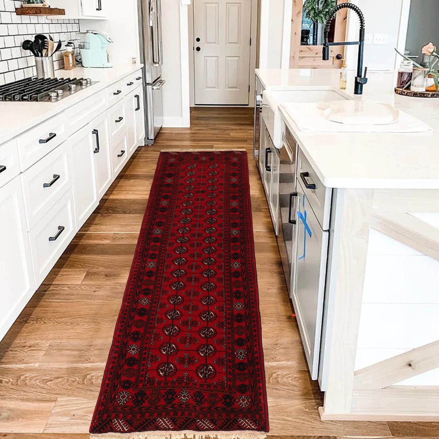 Bokhara Rug Handmade Vibrant Red Medallion 6' Runner