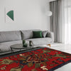 Pictorial Rug Handmade Red Design