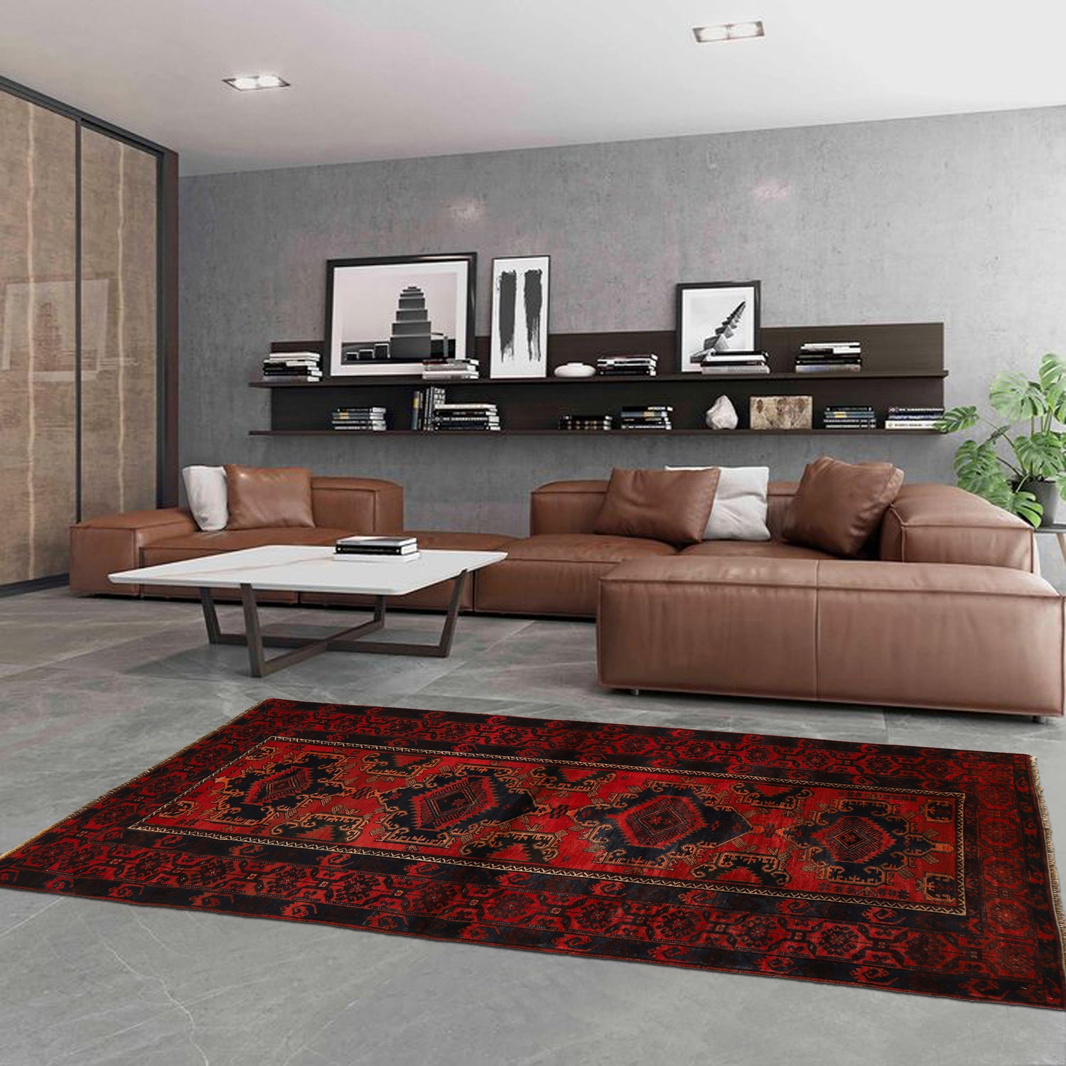 Baluchi Rug Handmade Red Geometric -