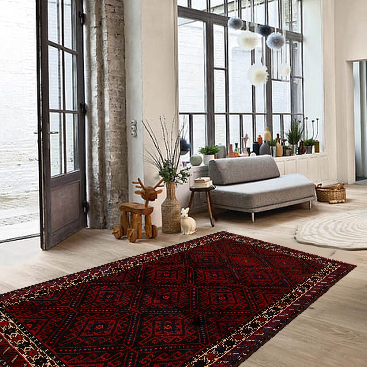 Baluchi Rug Handmade Multi Geometric 5x8 ft