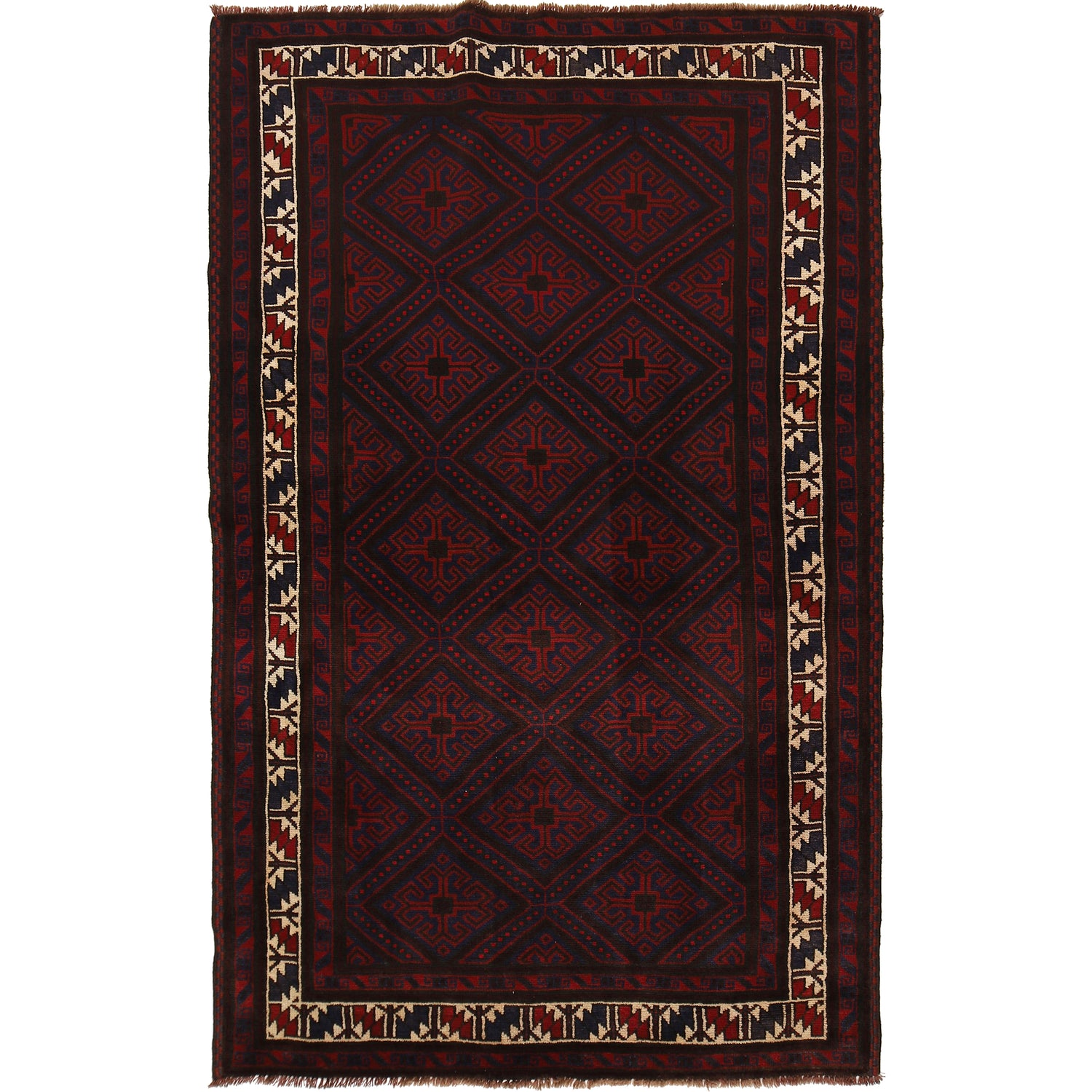 Baluchi Rug Handmade Multi Geometric 5x8 ft