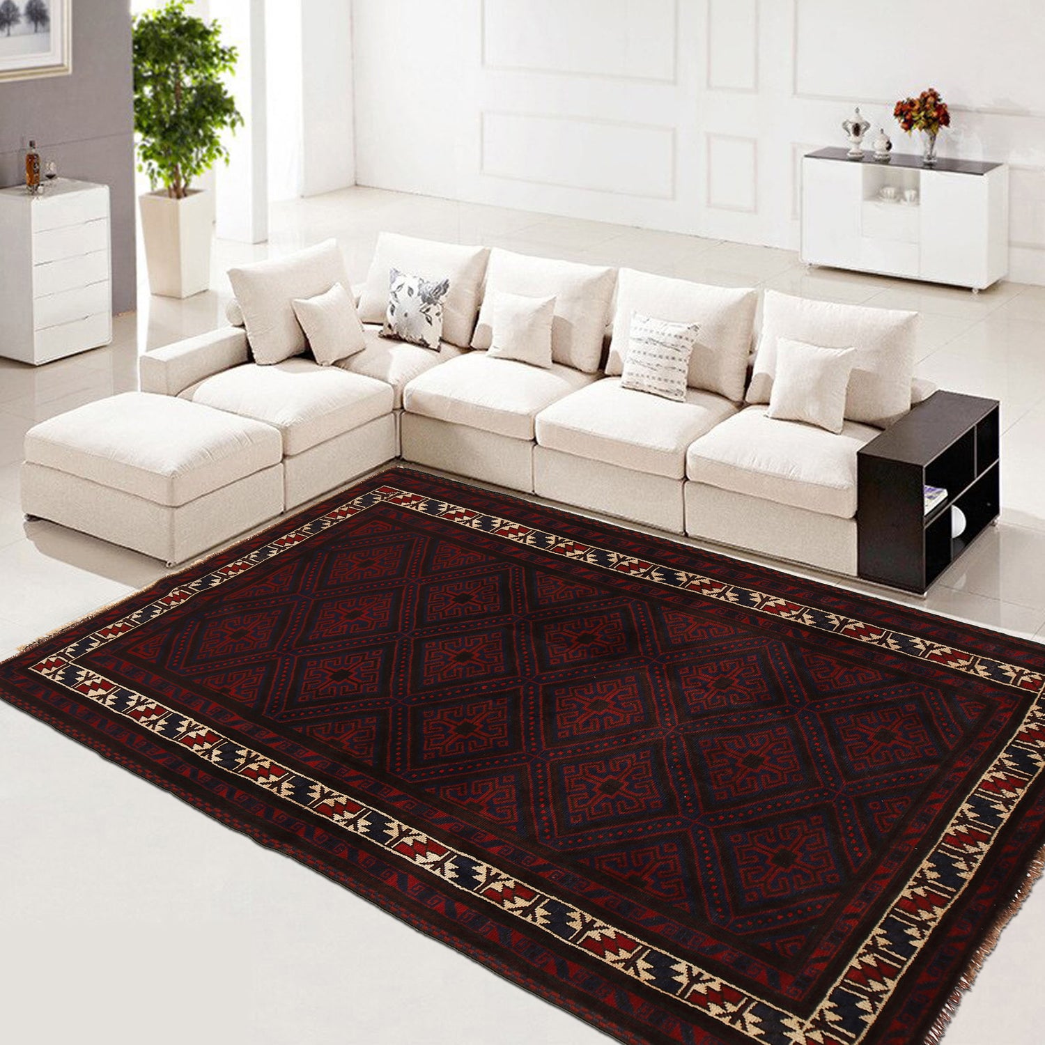 Baluchi Rug Handmade Multi Geometric 5x8 ft