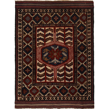 Barjasta Area Rug Handmade Beige Floral 4x6 ft