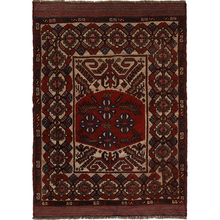 Barjasta Area Rug Handmade Beige Floral 4x6 ft