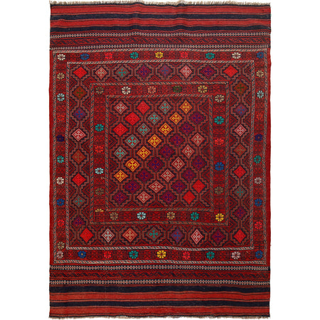 Laghari Kilim Area Rug Handmade Multi Geometric 4x7 ft
