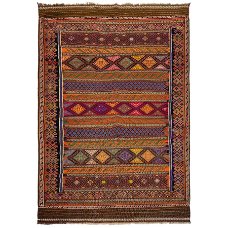 Laghari Kilim Area Rug Handmade Multi Geometric 5x8 ft