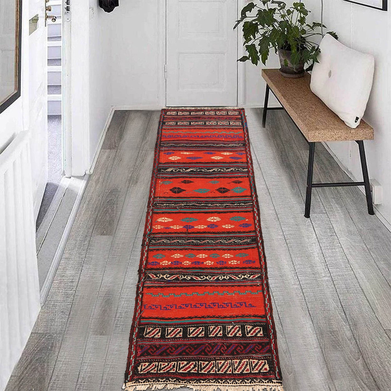 Table Sheet Area Rug Runner Handmade Multi Curvilinear 5'