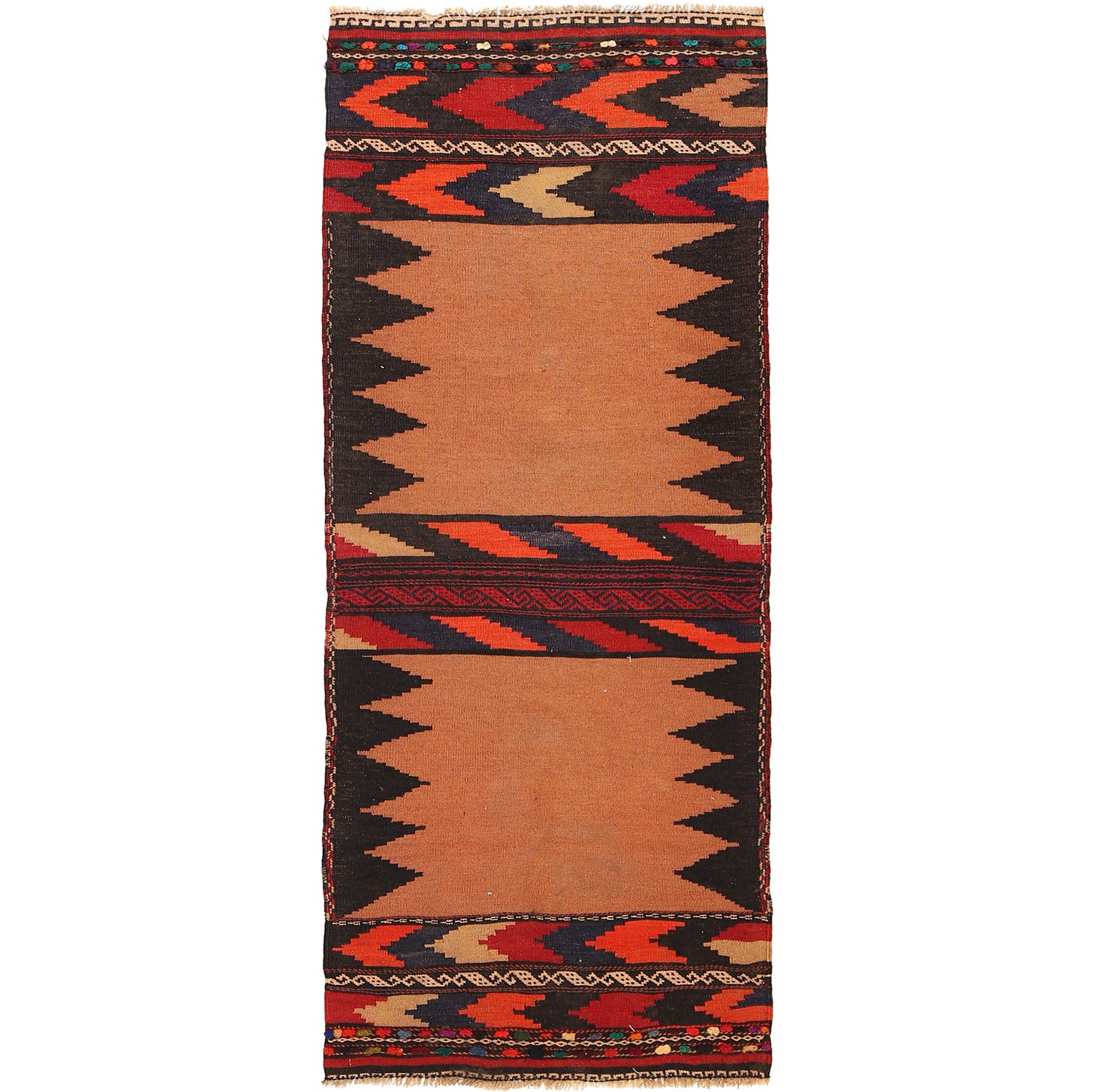 Table Sheet Area Rug Runner Handmade Brown Curvilinear 6'
