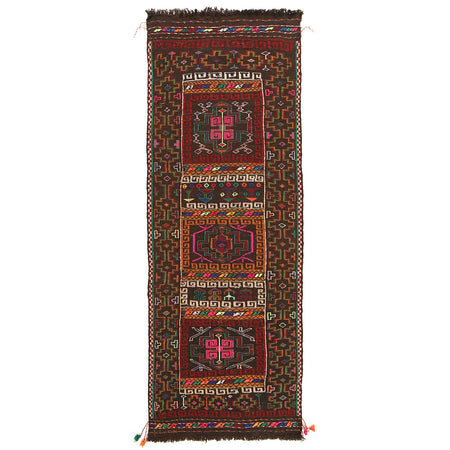 Table Sheet Runner Rug Handmade Multi Curvilinear 5' Runner