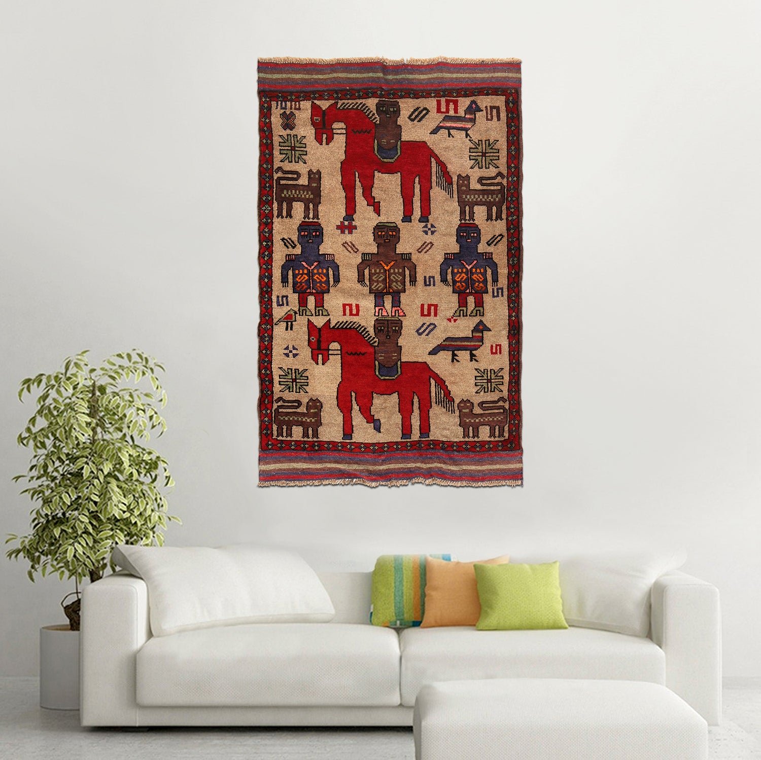 Pictorial Rug Handmade Multi Design