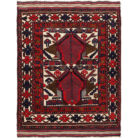Barjasta Area Rug Handmade Beige Floral 4x6 ft