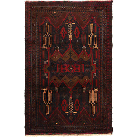 Baluchi Rug Handmade Multi Geometric 4x7 ft