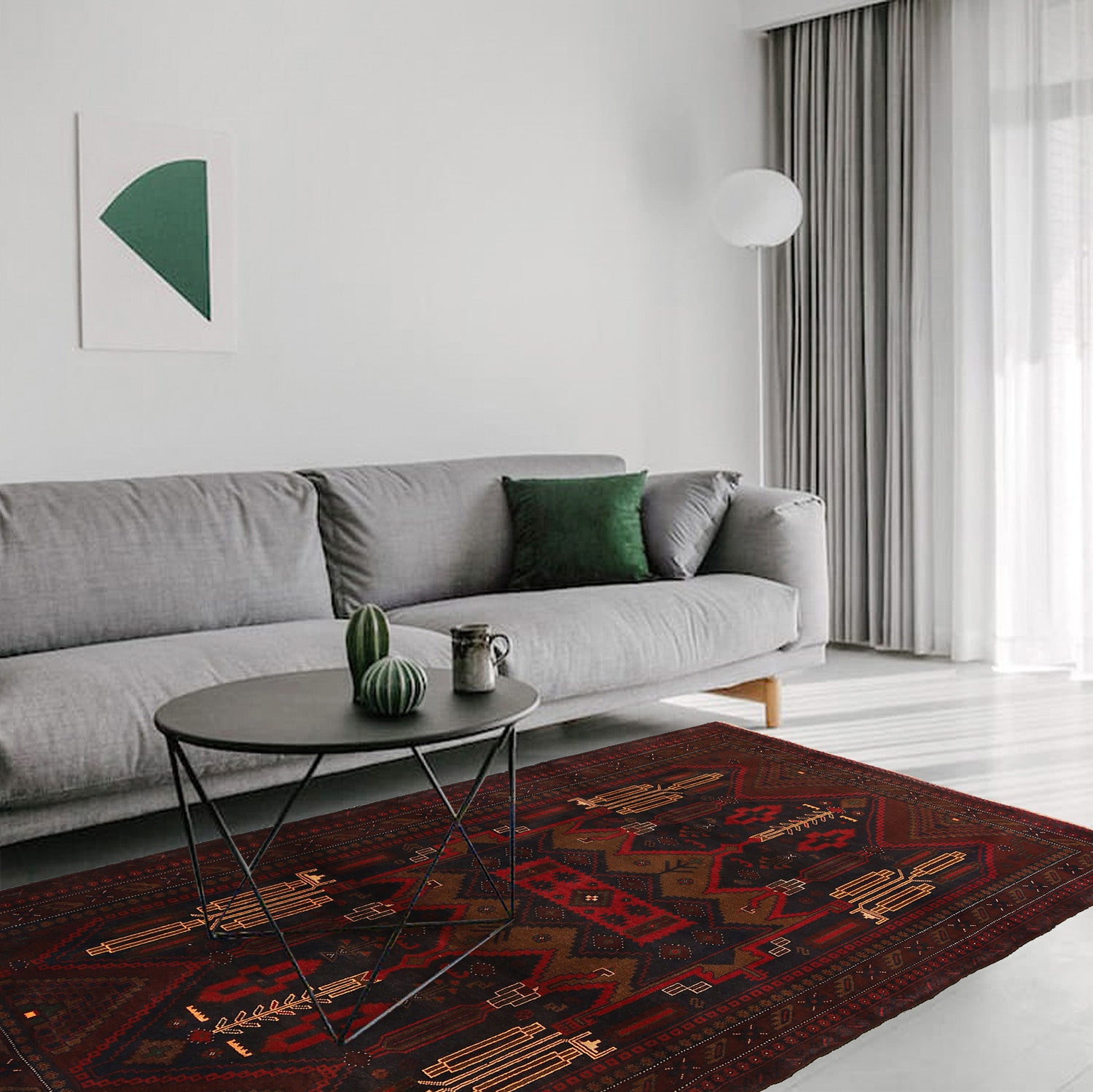 Baluchi Rug Handmade Multi Geometric 4x7 ft