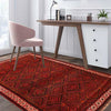 Baluchi Rug Handmade Red Geometric 4x7 ft
