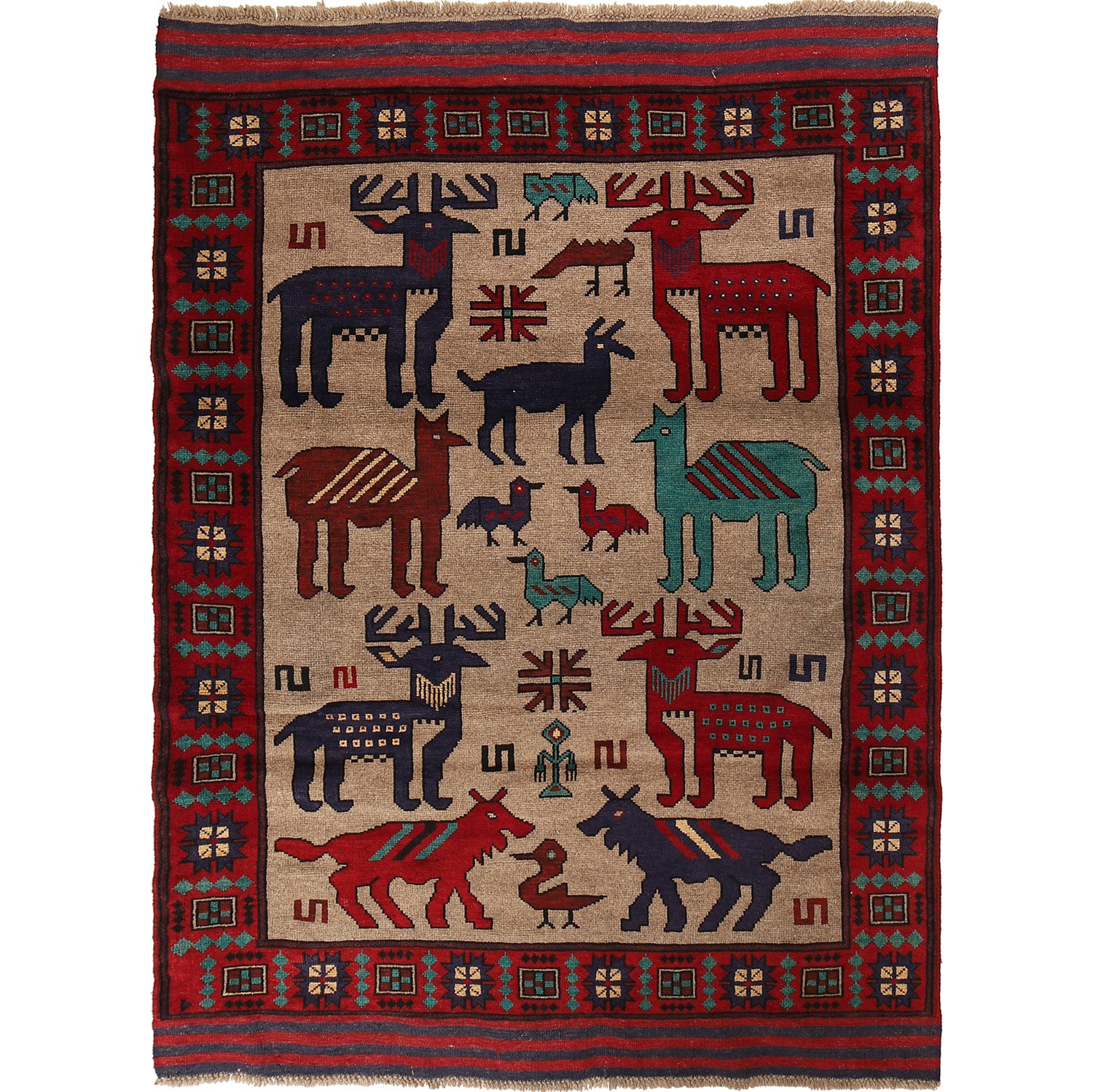 Pictorial Rug Handmade Multi Design