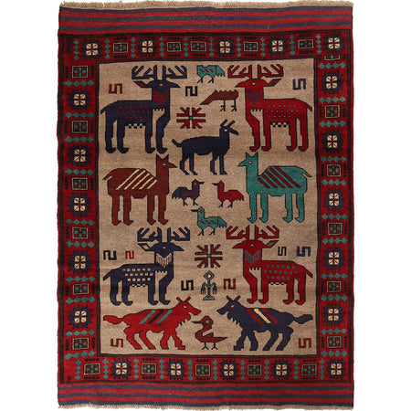 Pictorial Rug Handmade Multi Design