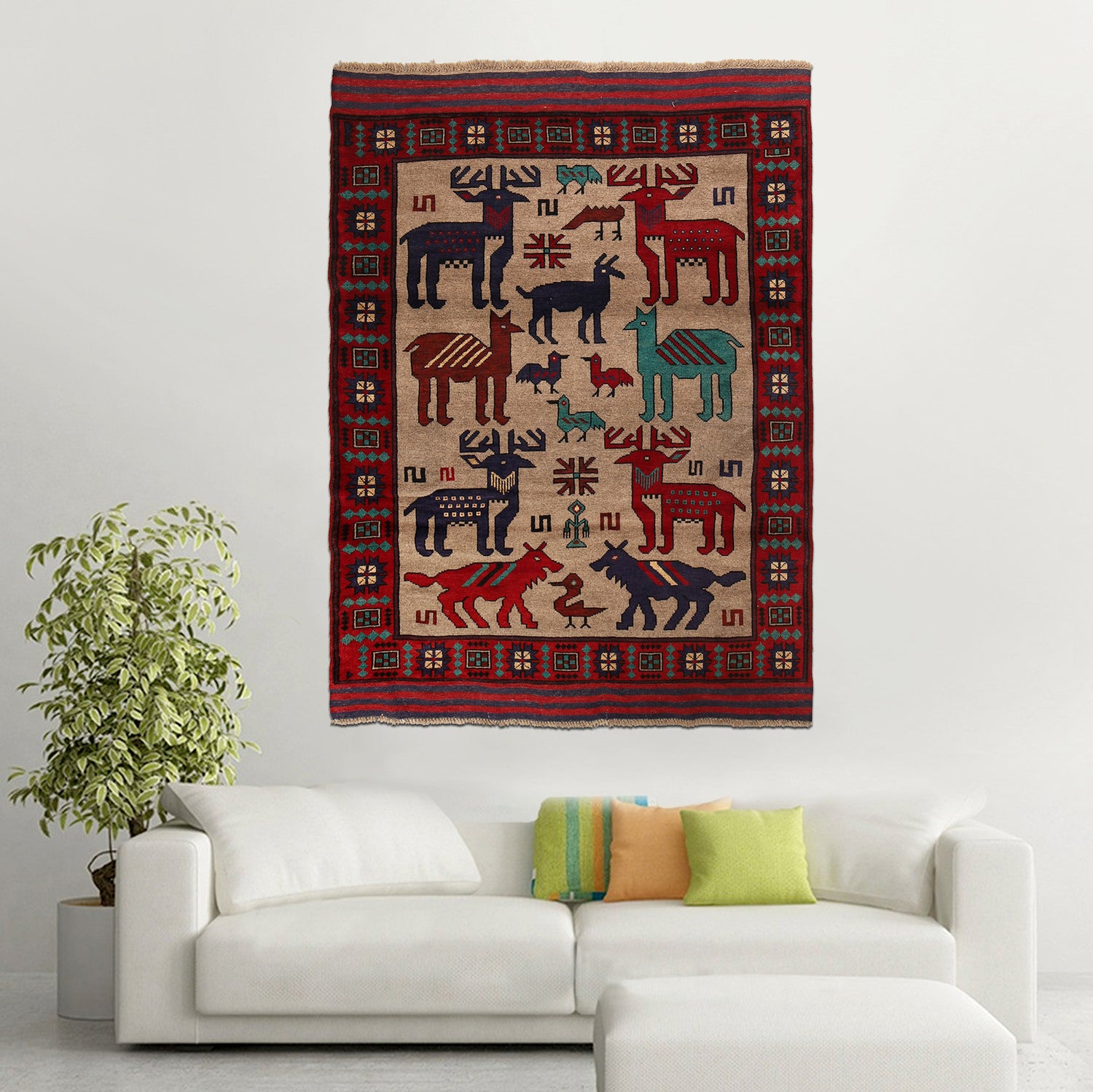 Pictorial Rug Handmade Multi Design