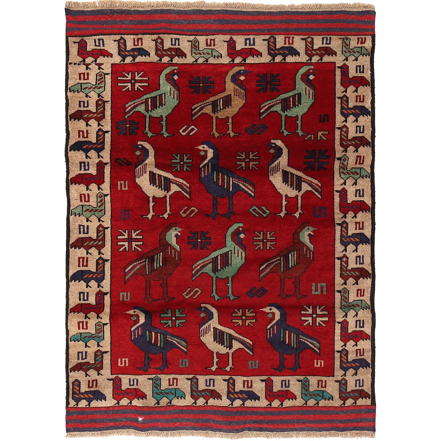 Pictorial Rug Handmade Multi Design
