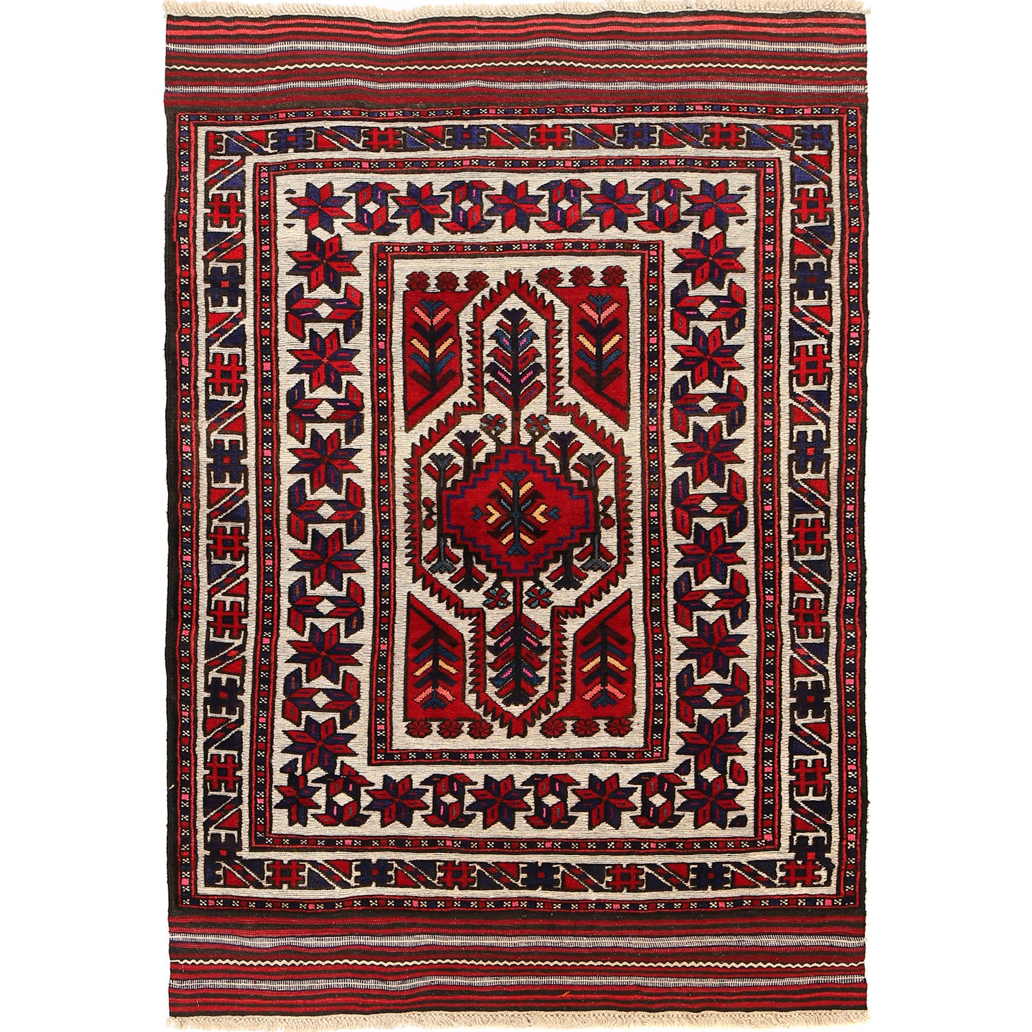 Barjasta Area Rug Handmade Beige Floral 4x6 ft