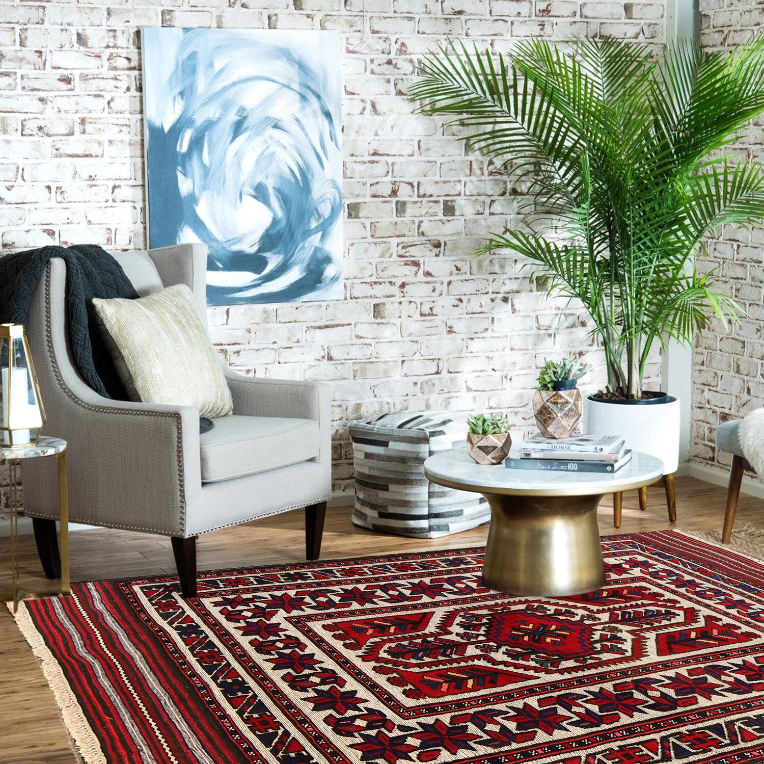 Barjasta Area Rug Handmade Beige Floral 4x6 ft