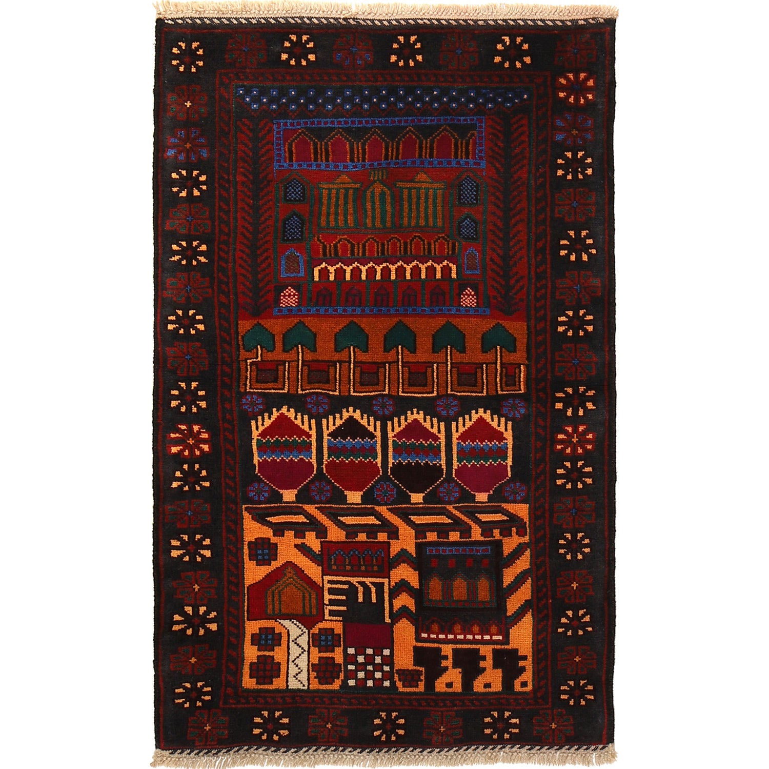 Pictorial Rug Handmade Multi Design