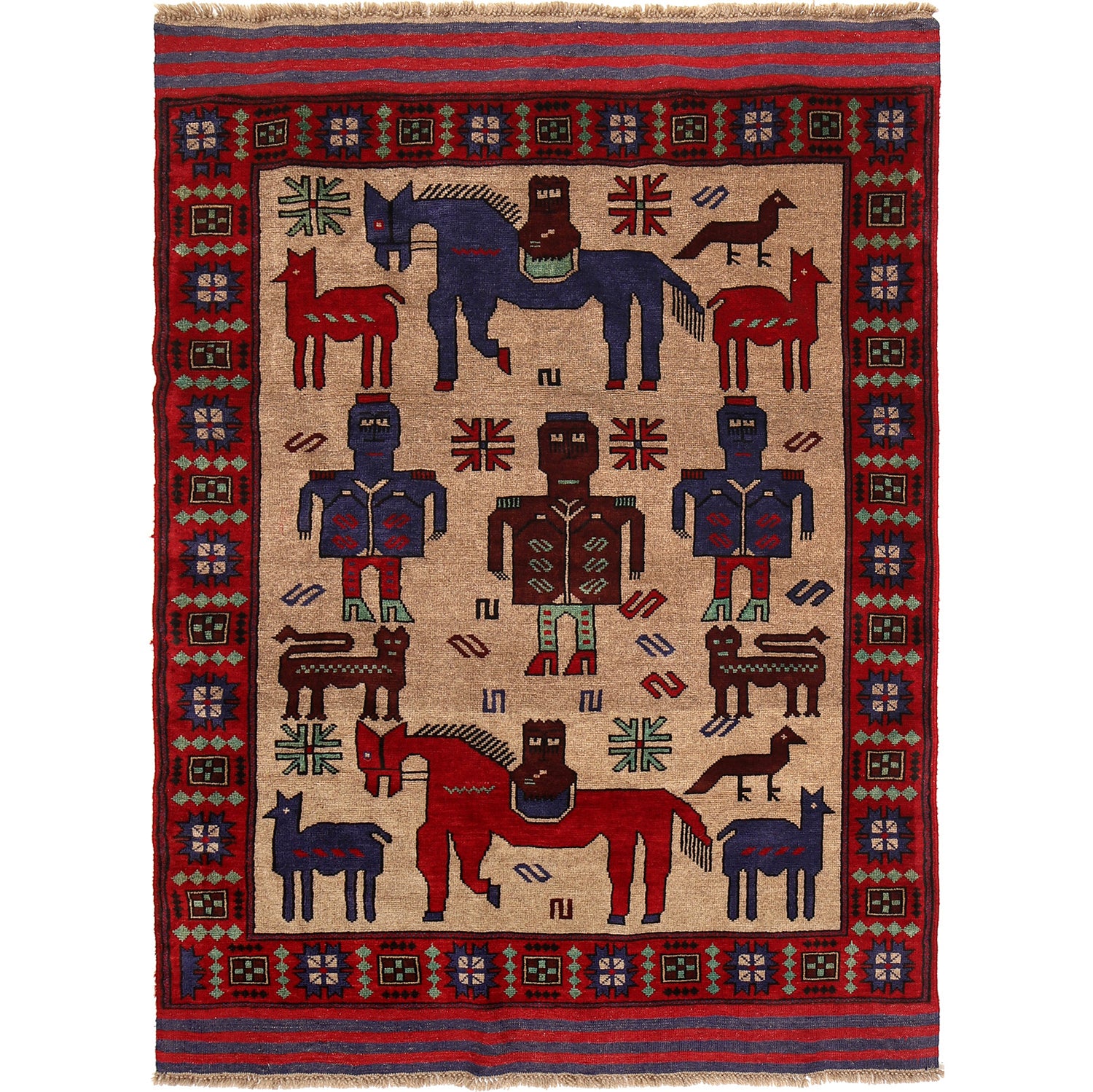 Pictorial Rug Handmade Multi Design