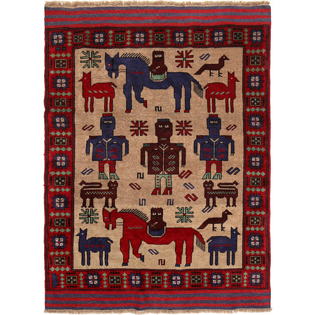 Pictorial Rug Handmade Multi Design