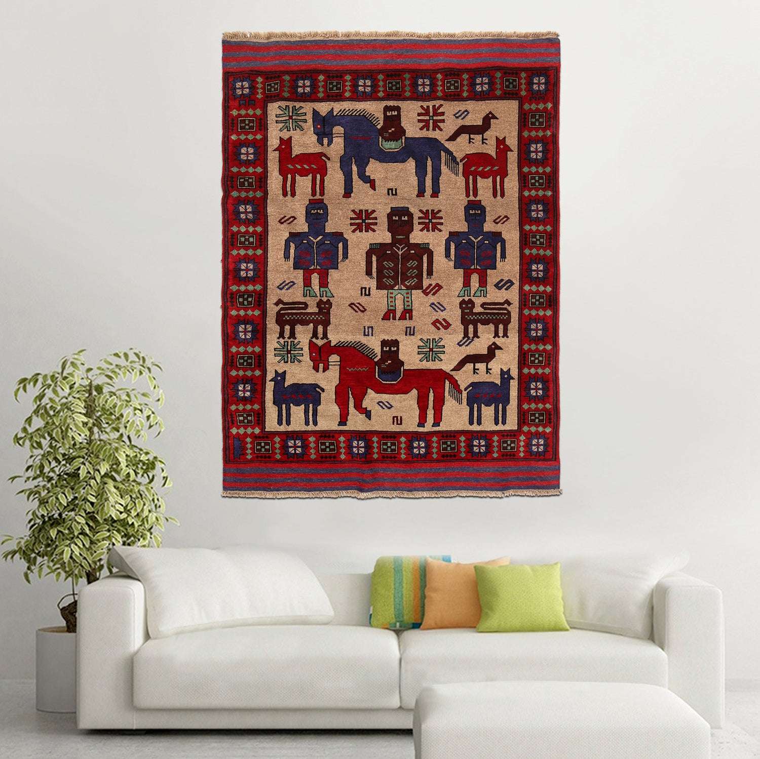 Pictorial Rug Handmade Multi Design
