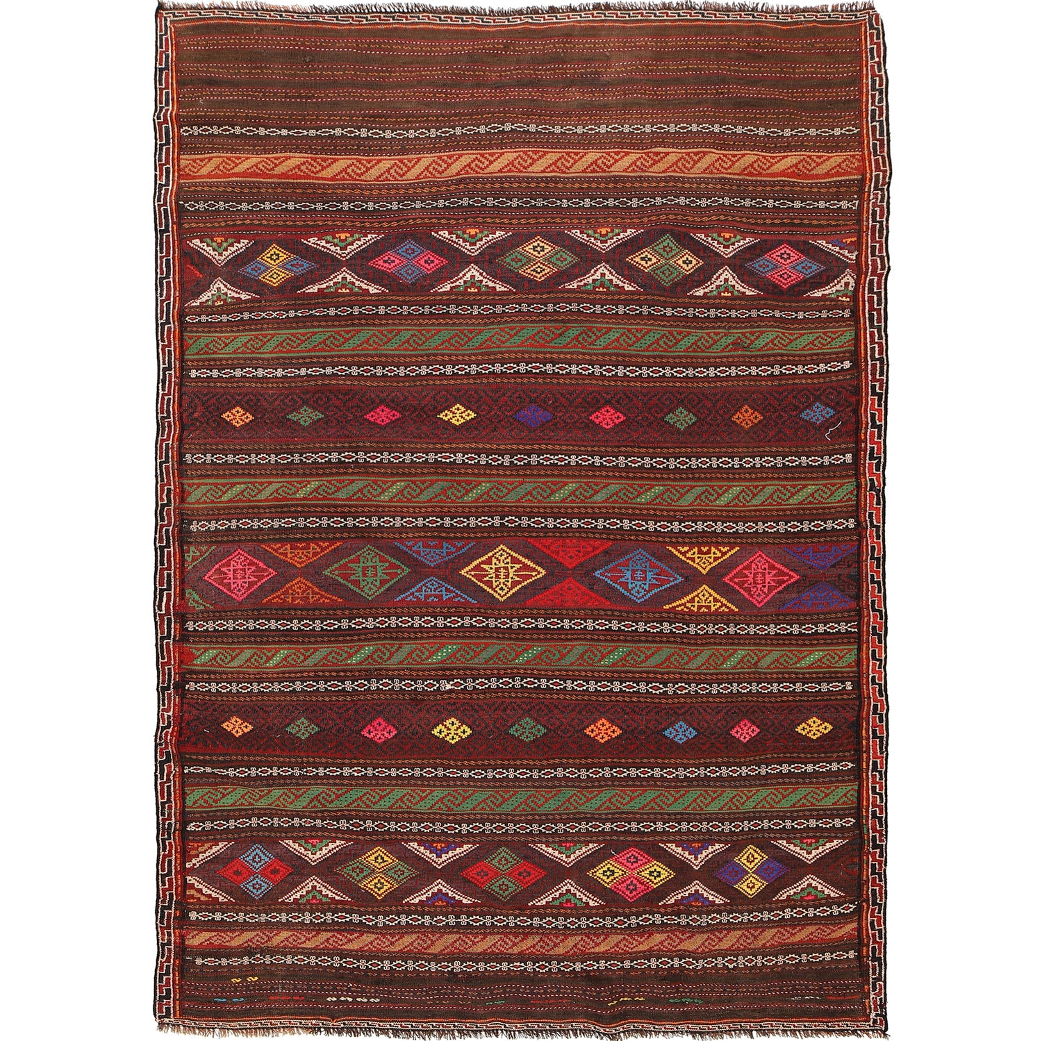 Laghari Kilim Area Rug Handmade Multi Geometric 5x8 ft