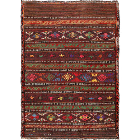 Laghari Kilim Area Rug Handmade Multi Geometric 5x8 ft