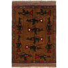 War Area Rug Handmade Brown Riffle 3x5 ft
