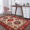 Kazak Rug Handmade Beige Medallion 4x7 ft