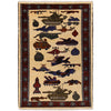 War Area Rug Handmade Ivory Helicopter + Tank 2x4 ft