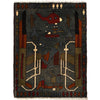 War Area Rug Handmade Gray Rifle + Tank 2 x 3 ft