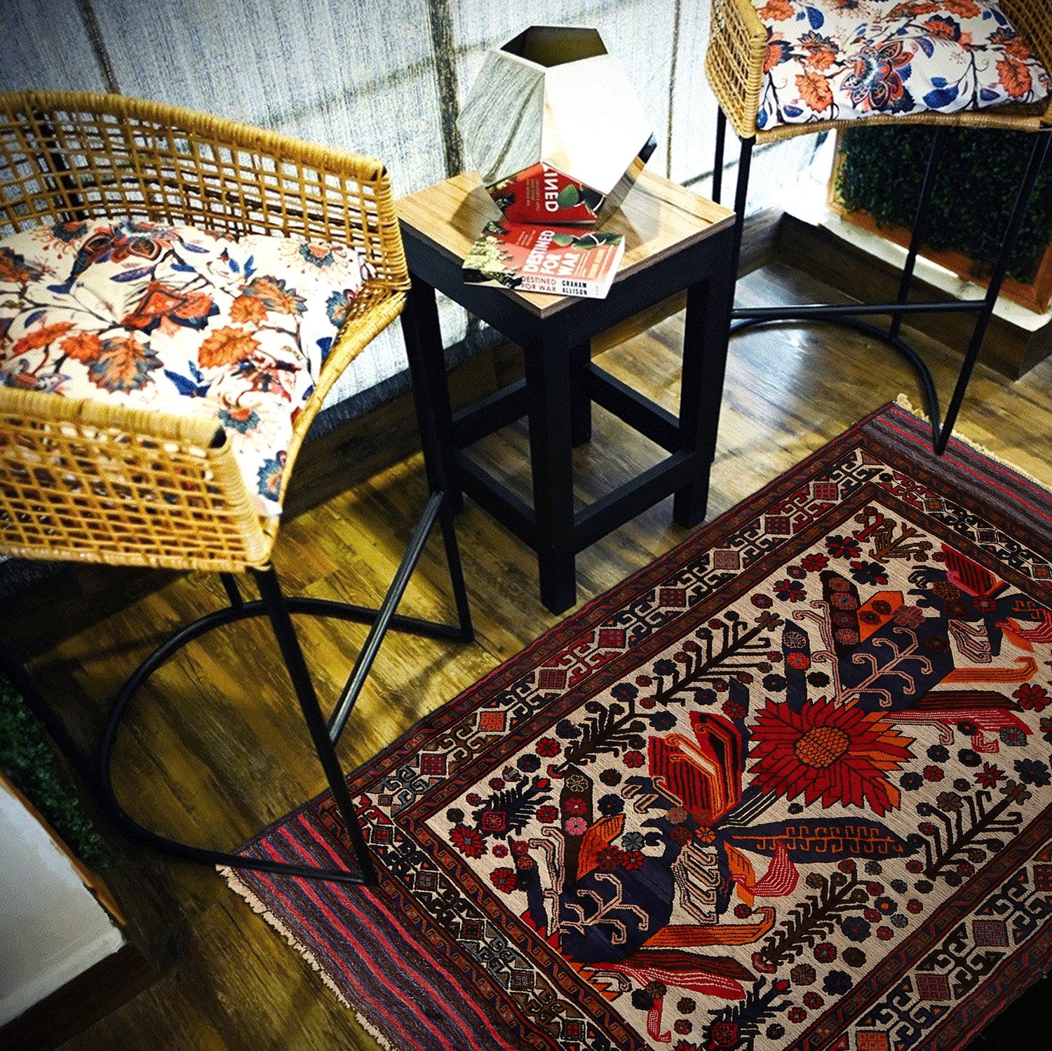 Barjasta Area Rug Handmade Beige Floral 4x6 ft