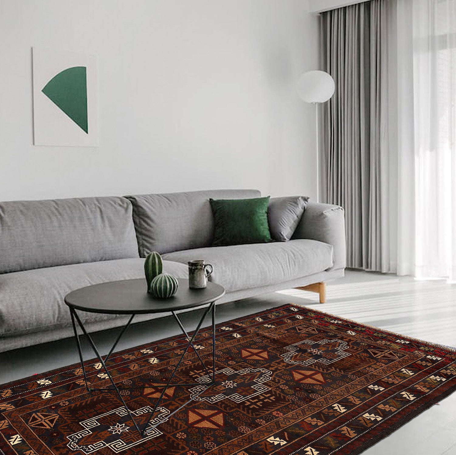 Baluchi Rug Handmade Multi Geometric 4x6 ft