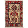 Kazak Rug Handmade Ivory Medallion 2x4 ft
