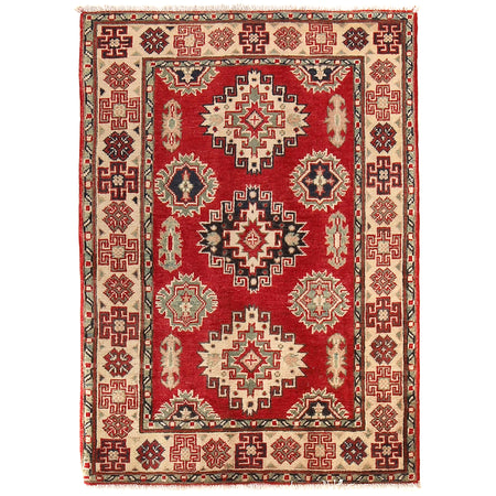 Kazak Rug Handmade red Medallion 2x4 ft