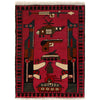 War Area Rug Handmade Pink Rifle + Tank 2 x 3 ft