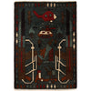 War Area Rug Handmade Gray Rifle + Helicopter + Tank 2 x 3