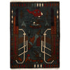 War Area Rug Handmade Gray Rifle + Helicopter + Tank 2 x 3