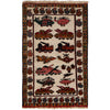 War Area Rug Handmade Ivory Tank + Helicopter 2x4 ft