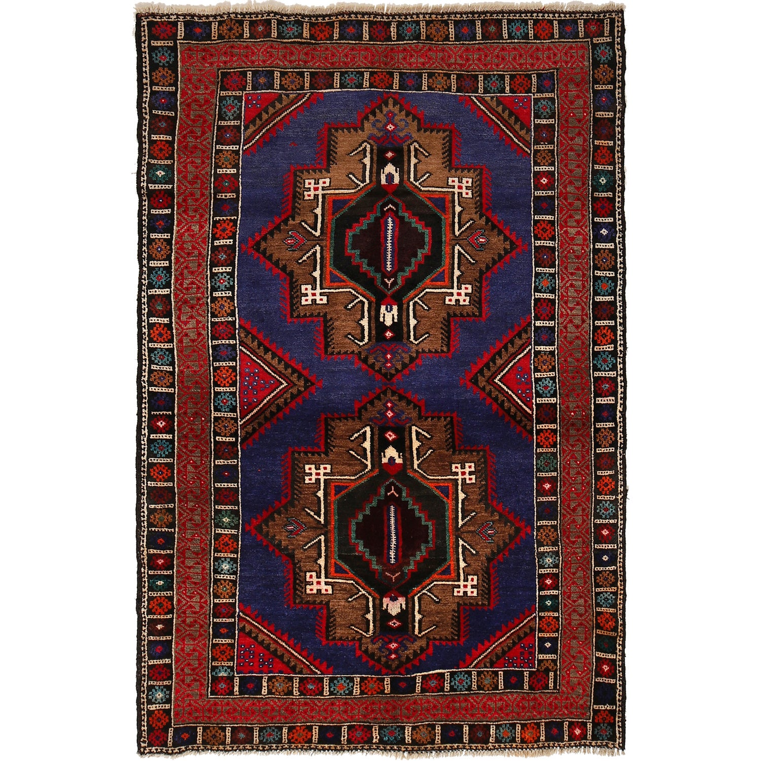 Baluchi Rug Handmade Multi Geometric 4x6 ft
