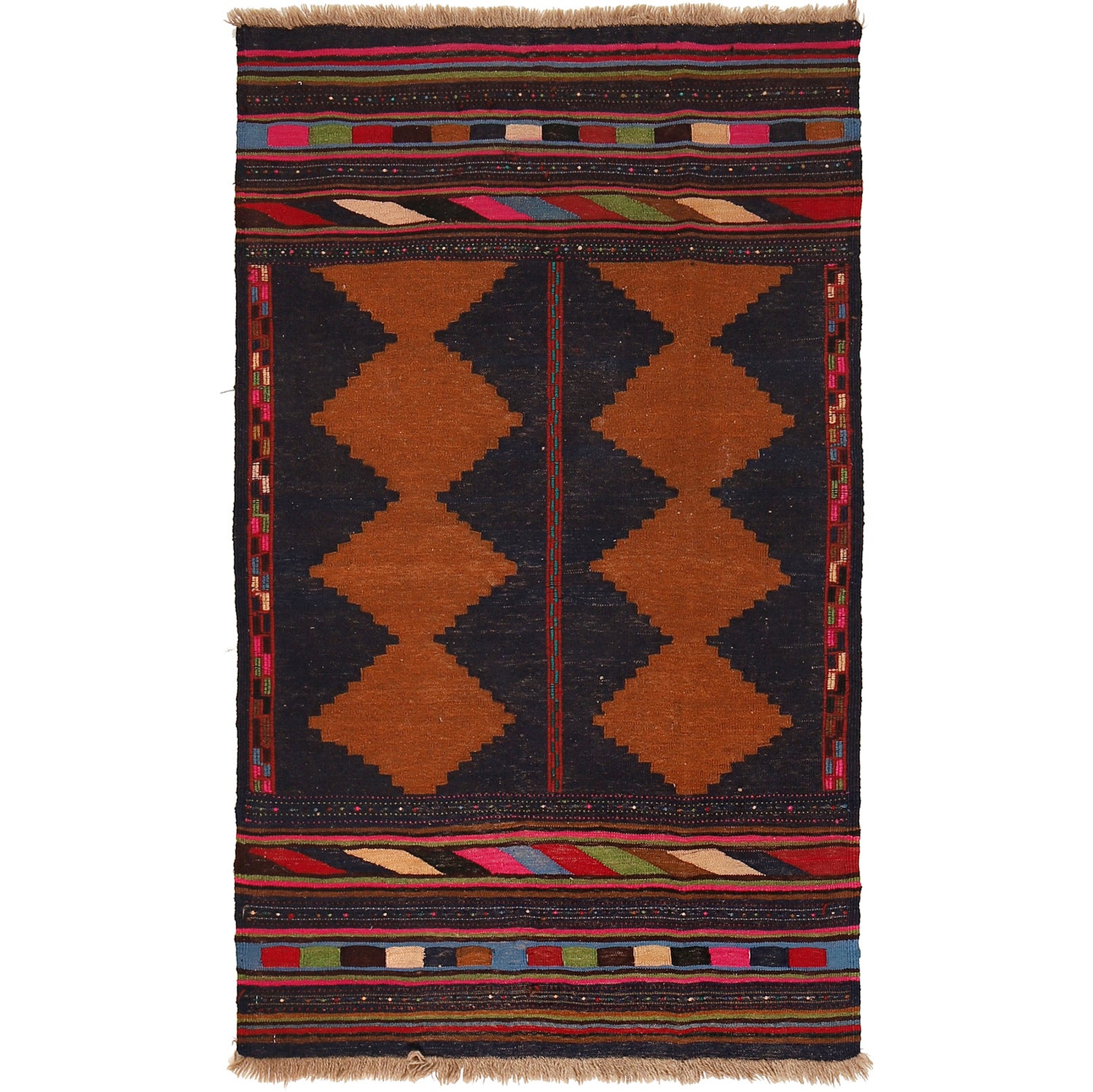 Table Sheet Runner Rug Handmade Brown Curvilinear 5' Runner