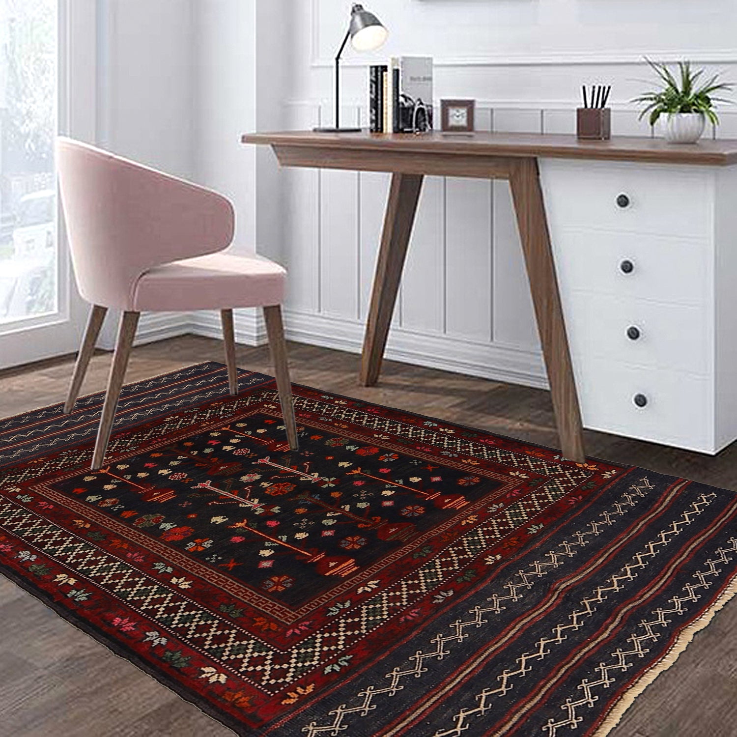 Baluchi Rug Handmade Multi Geometric 2x4 ft
