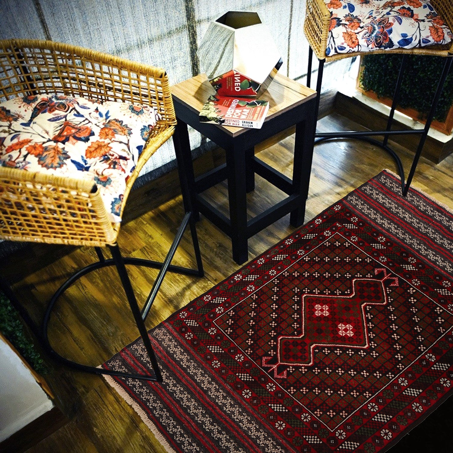 Baluchi Rug Handmade Brown Geometric 3x5 ft